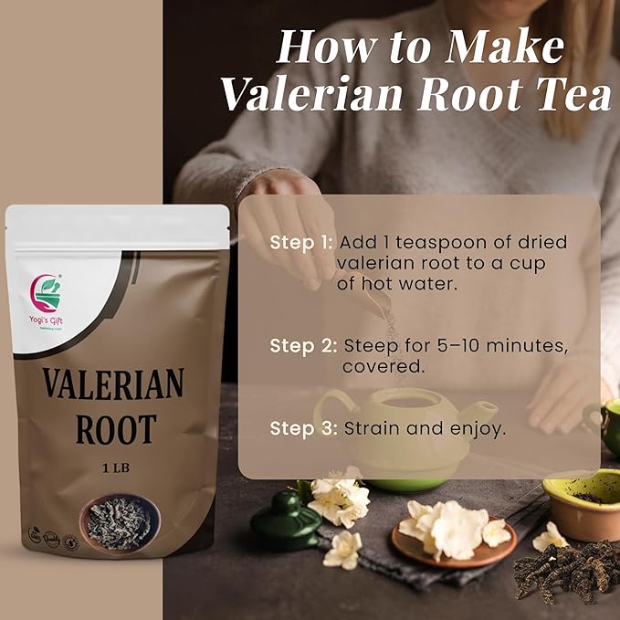 Valerian Root Whole 1 LB 100% Natural &amp Pure for Tea &amp Herbal Blends Naturally Strong Aroma Resealable Bag for Freshness - By Yogi’s Gift®