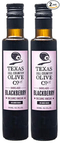 Blackberry Balsamic Vinegar - Gourmet Barrel Aged Infused Balsamic Vinegar - Great for Dressing Dipping Glazing - No Artificial Flavors or Added Sugar - Made in Texas (8.5 oz 2 Pack)
