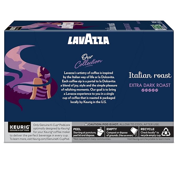 Lavazza Italian Roast Keurig Single Serve K-Cup Pods 60ct (12 Packs of 10)