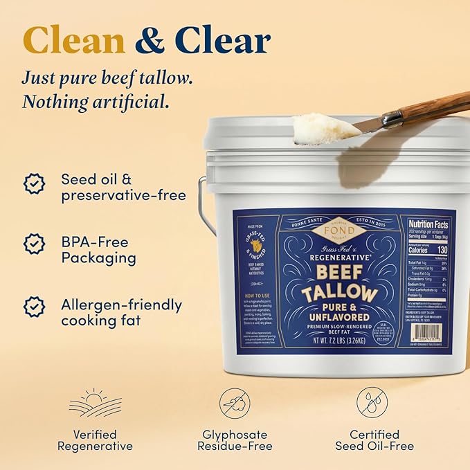 Regenerative Beef Tallow Pure &amp Unflavored 1-Gallon