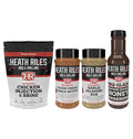Heath Riles BBQ Bundle - Chicken Injection &amp Brine Garlic Jalapeño BBQ Seasoning Rub Cajun Creole Garlic Butter Rub Seasoning and Brown Sugar Honey Habanero BBQ Glaze