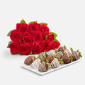 Shari’s Berries 12 Classic Red Roses &amp 12 Chocolate Covered Strawberries Gift Set | Chocolate &amp Fresh Flower Gift Box | Valentine's Day Anniversary Celebrations &amp Thank You’s