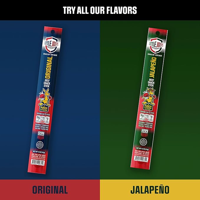 Little Joeys Jalapeno Beef Snack Sticks – 24 Count Box – High Protein Meat Snacks for Adults &amp Kids – Keto Friendly Low Carb Gluten Free No Nitrates or MSG – Shelf Stable Beef Jerky Sticks – Ma