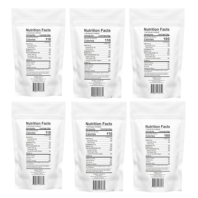 Wise Harvest Freeze-Dried Family Fruit Bundle – Six 1oz Packs | Single Ingredient Snack | 100% Real Fruit No Sugar Added Just Crunch | Healthy Vegan Gluten-Free Snack for Kids &amp Adults