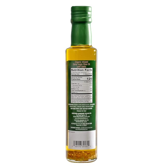 Olidi Garlic Infused Extra Virgin Olive Oil 8.5 oz | Product of Italy Cold-pressed 100% natural heart-healthy cooking oil perfect for salad dressing pasta garlic bread meats or pan frying (4)