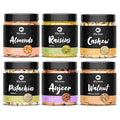 Elly Nuts Dry Fruits Combo Pack 250 gms Each Total Weight 1.5 Kg- (California Almonds Green Raisins Cashew Nuts Pistachios Anjeer &amp Walnut) - Dry Fruits [Jar Pack]