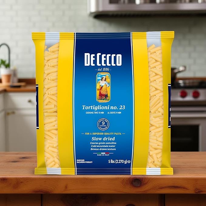 De Cecco Semolina Pasta Tortiglioni No.23 5 Pound (Pack of 4)