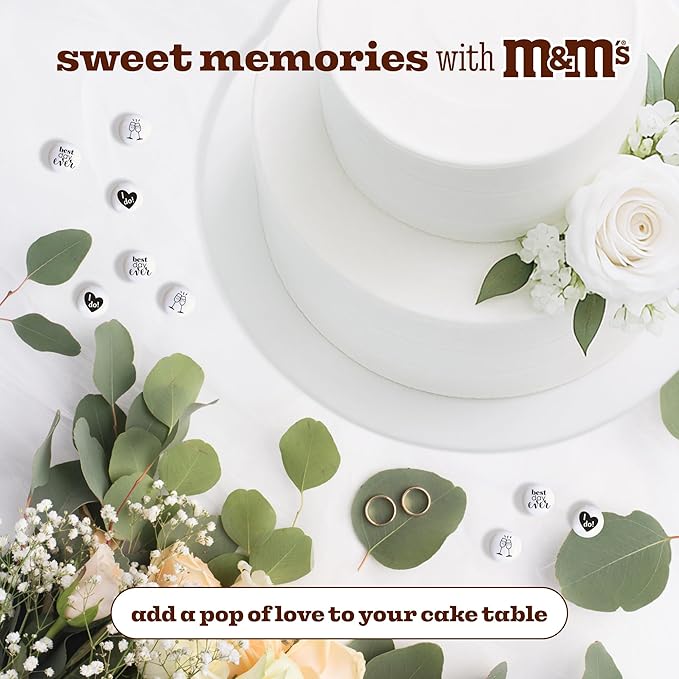 M&ampM’S WORLD Wedding Themed Milk Chocolate Candy - 5lbs Assorted Pre-designed Just Married I Do Wedding Decoration White Wedding M&ampM'S Candy