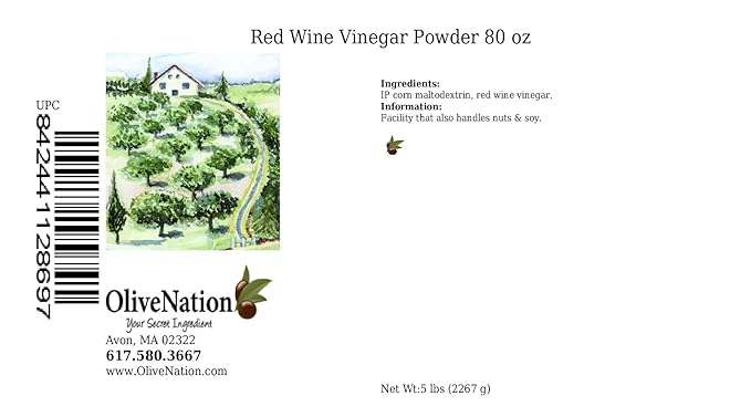 OliveNation Red Wine Vinegar Powder Tangy Seasoning for Cooking Baking Dressings Dusting Powder Non-GMO Gluten Free Vegan - 80 ounces