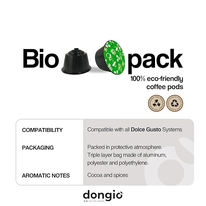 Dongiò Caffè Espresso Venezia (Decaf) - 100 Count of Single-Serve Coffee pods (5 Boxes of 20 capsules each) Compatible with Nescafé Dolce Gusto System Medium-Dark Roast CO₂ Naturally Decaffeinated