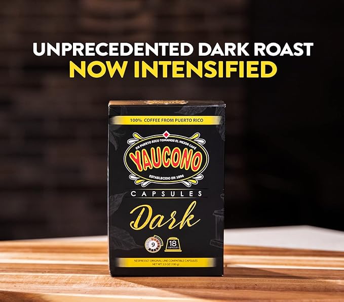 Yaucono Espresso Capsules Dark Roast 100 Percent Coffee from Puerto Rico Compatible with Nespresso Machines 18 Count (Pack of 2)