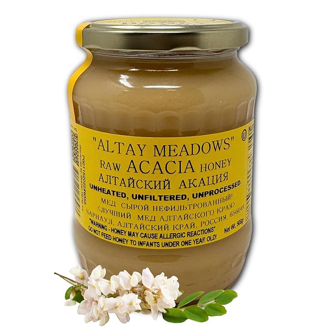 Altay Raw Acacia Honey - 100% Pure Unfiltered Unpasteurized Ethically Sourced - Glass Jar 908g / 35.2oz