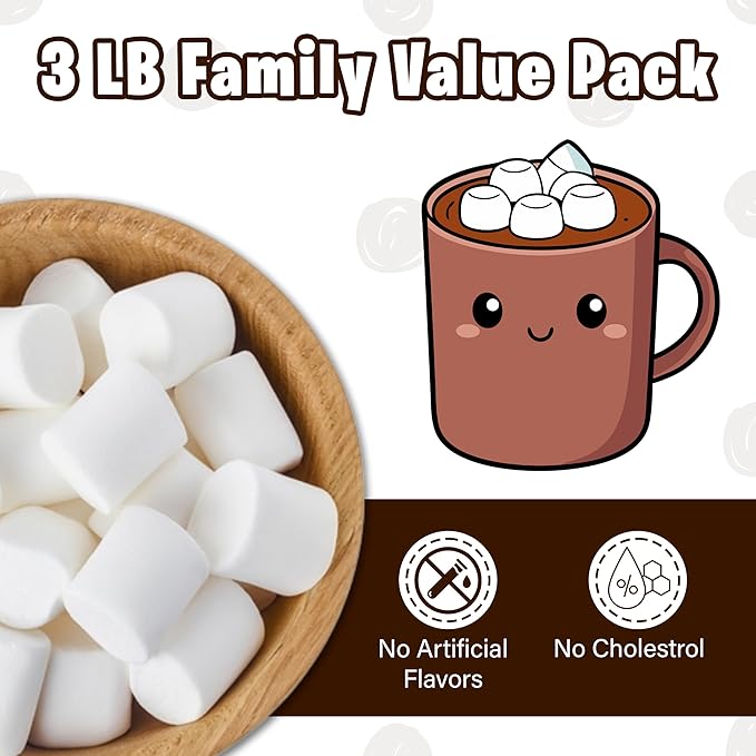 3 Pounds of Campfire Large White Marshmallows - Made with Natural Vanilla No Artificial Flavors - Great for Campfires S'mores