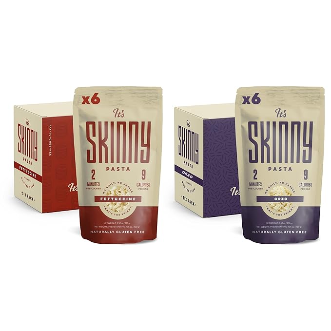 It’s Skinny Fettuccine and Orzo Bundle — Healthy Low-Carb Low Calorie Konjac Pasta — Fully Cooked and Ready to Eat — Keto Gluten Free Vegan and Paleo-Friendly (12-Pack)
