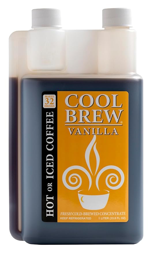CoolBrew Vanilla 6 Pack - 32 DRINKS PER BOTTLE - Fresh Cold Brew Liquid Concentrate - For Iced or Hot Coffee Unsweetened No Preservatives
