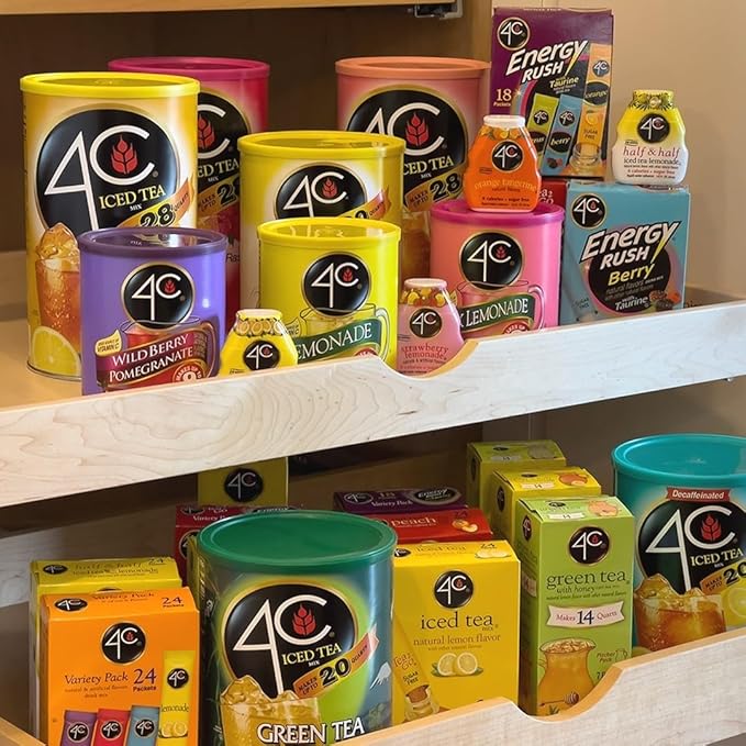 4C Zero Sugar Powdered Drink Mix Cannisters Green Tea 1 Pack 22 Quarts Family Sized Cannister Low Calorie Thirst Quenching Flavors