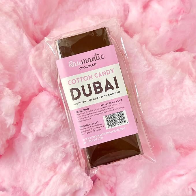 Rawmantic Dubai Chocolate Cotton Candy Angel Hair (90g) – Vegan Plant-Based Chocolate Infused With Freeze-Dried Strawberries Blueberries Raspberries &amp More No Artificial Flavors Non-GMO &amp