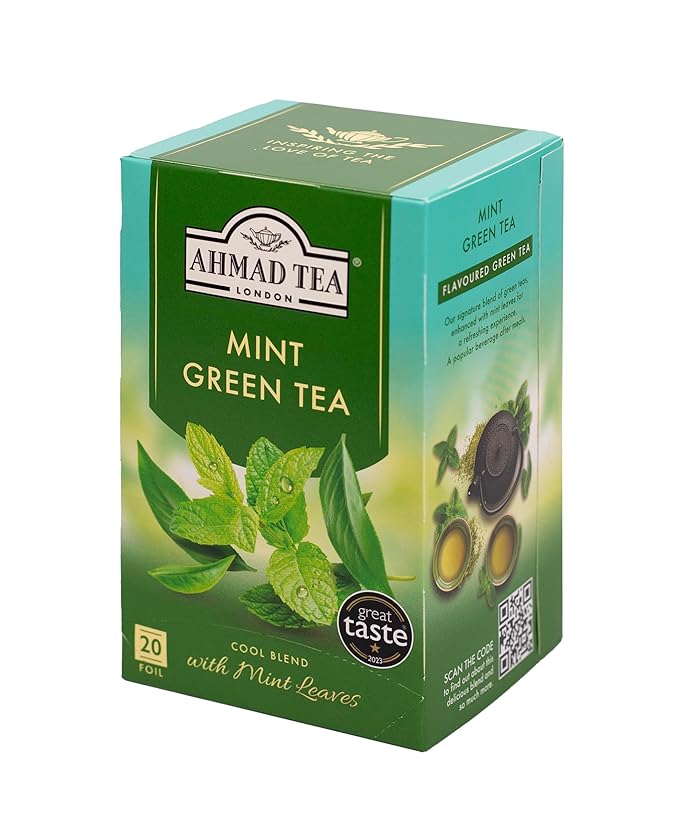 Ahmad Tea Mint Green Tea (formerly Mint Mystique) Flavored Green Tea with Mint Leaves 20ct (Pack of 6)