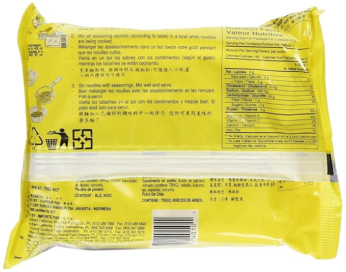 Indomie Instant Noodles Soup Chicken Curry Flavor for 1 Case (30 Bags) 2.82 Ounce (Pack of 30)