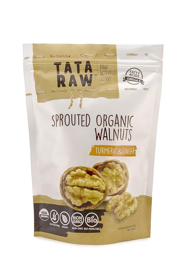 TATA RAW - Organic Sprouted Maple Walnuts - Turmeric Ginger - 1 lb