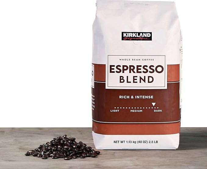 Kirkland Signature Espresso Blend Coffee Dark Roast Whole Bean 40 Ounce