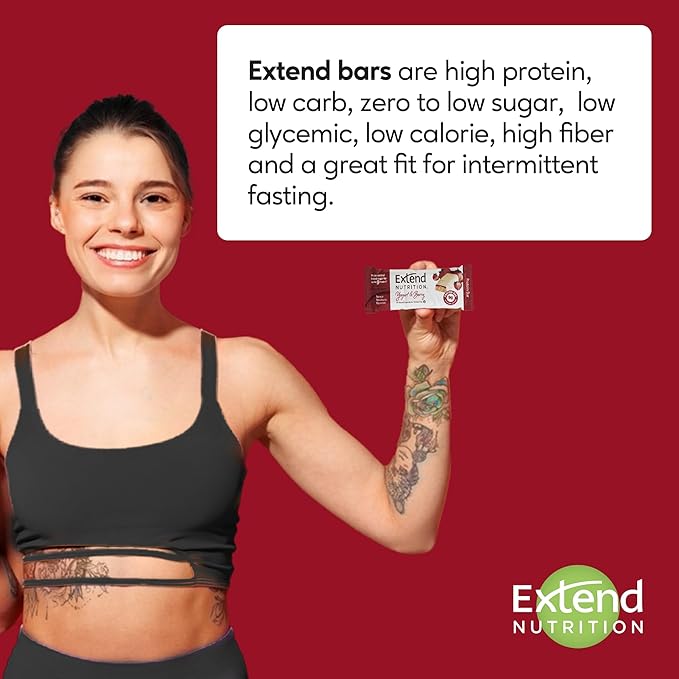 Extend Nutrition 1 Gram Sugar High Protein Bars Perfect Diabetic Snacks for Adults and Kids High Protein Bars for Hunger Control &amp Steady Energy Low Carb Keto Friendly Yogurt and Berry 24 Co