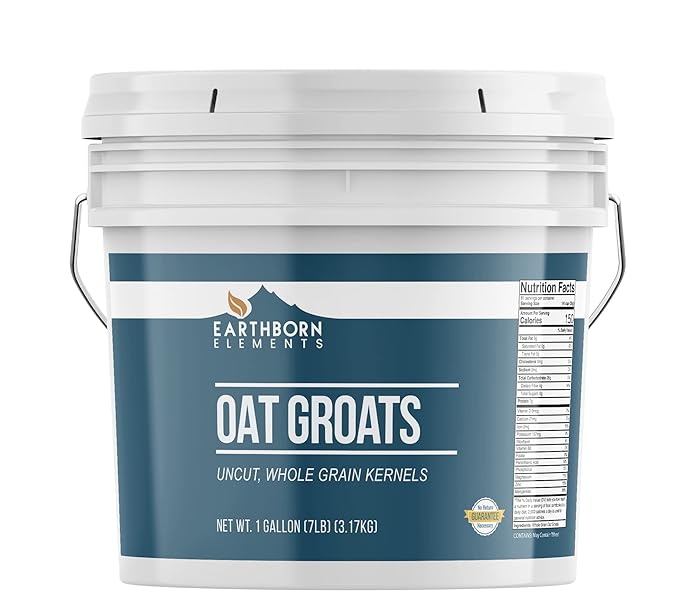 Earthborn Elements Quick Oats and Oat Groats Bundle 1 Gallon Bucket Each Fiber Breakfasts