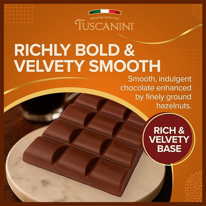 Tuscanini Italian Chocolate Bar Dark &amp Smooth 3.5oz (4 Pack) | Imported from Italy | Vegan Gluten Free | Dairy Free | Rich Dark Chocolate with Hazelnut &amp Vanilla | Gourmet European Chocolat