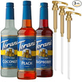 Torani Sugar Free Syrup Variety 3-Pack Peach Coconut and Raspberry Syrup for Drinks Zero Calories Pumps Included 25.4 Fl Oz Ea