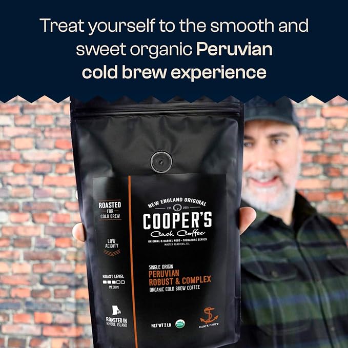 Peruvian Organic Cold Brew Coffee Single Origin &amp Gourmet Beans Tasting Notes Of Caramel With A Touch of Cherry &amp Orange Medium Roast Coarse Ground Beans 1 lb Coffee Bag