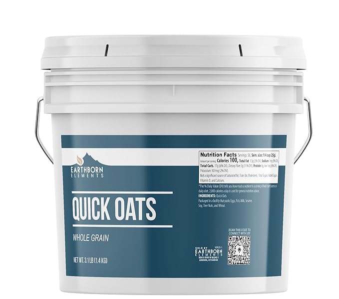 Earthborn Elements Quick Oats 1 Gallon Bulk Size Quick Breakfast Whole Grain Oats