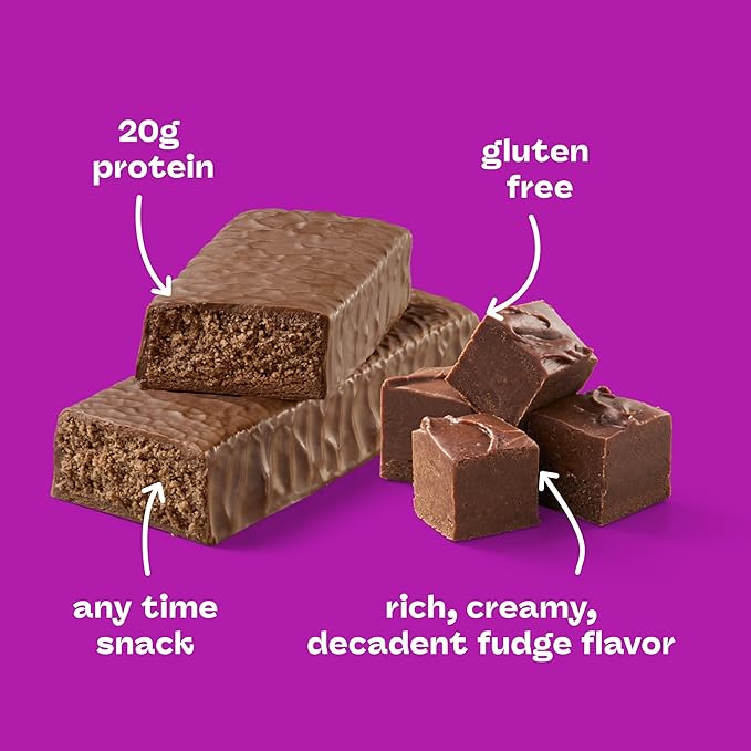 think! Protein Bars High Protein Snacks Gluten Free Kosher Friendly Chocolate Fudge Nutrition Bars 2.1 Oz per Bar 10 Count (Packaging May Vary)