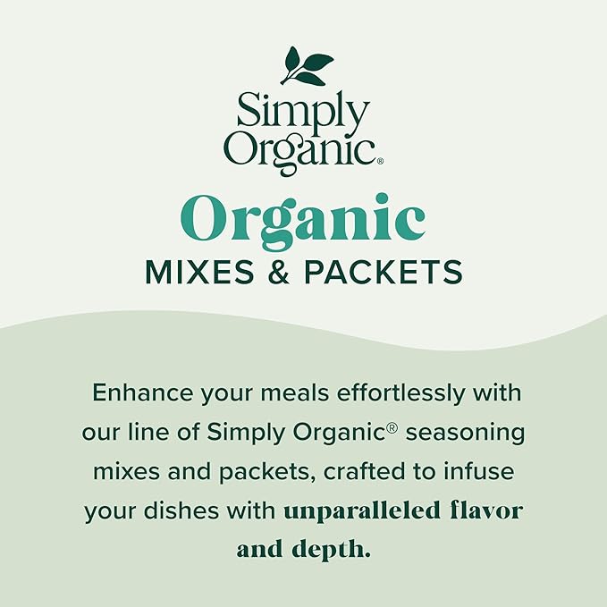 Simply Organic Mild Taco Seasoning Mix Gluten Free Certified Organic Kosher Vegetarian Pure Flavor for Tacos Stir-Fries Mexican Dishes and More | 1 Ounce (Pack of 1)