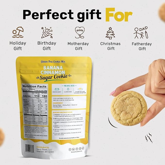 West Food Brands Baking Mix Bundle: Donut Mix &amp Banana Cinnamon Cookie Mix with Natural Ingredients - Gluten Free Allergen Free - Healthy Baking!