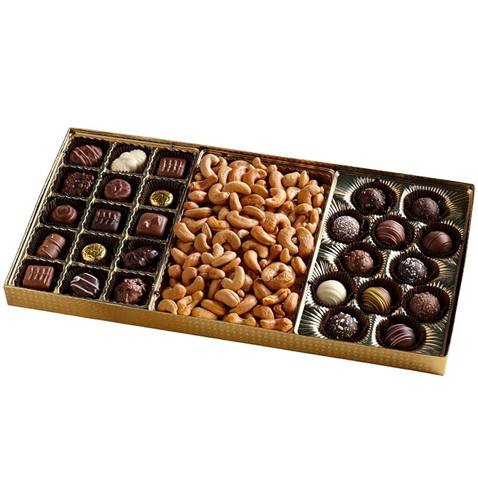 Chocolate Assortment Gift Box - Truffles Assorted Milk Dark White Chocolates Special Occassions (Perfect Trio)