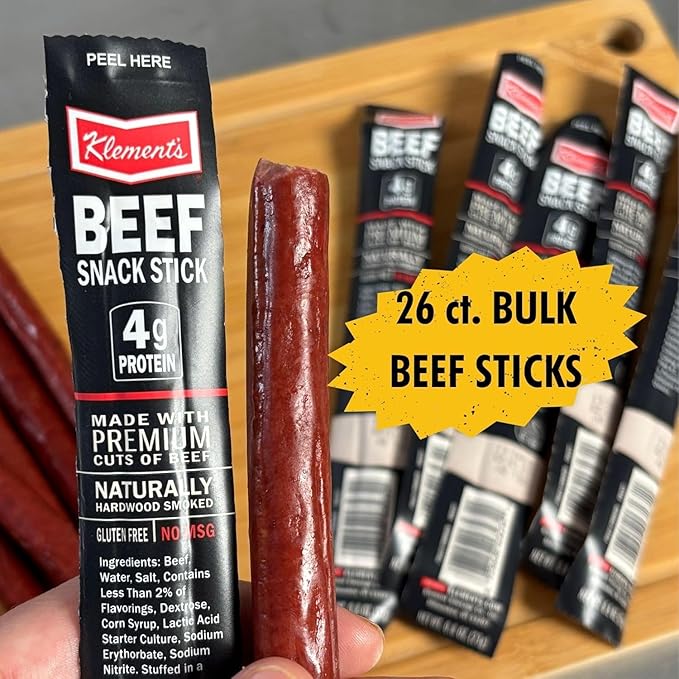 Jerky.com 100% Beef Stick - 26 Pack | All Natural Beef Meat Sticks | High Protein Keto-Friendly No Sugar No MSG Gluten-Free | Individually Wrapped Jerky Gifts for Men