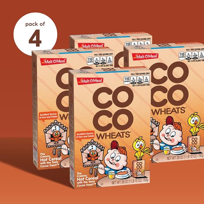 Malt-O-Meal Original Breakfast Cereal COCO Wheats Quick Cooking Kosher 28 Ounce Box Pack of 4
