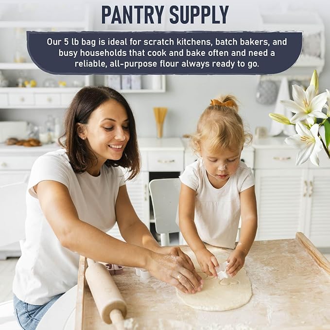 Great River Milling Lily White Organic All-Purpose Flour | Unbleached &amp Unbromated | Non-GMO Kosher | Ideal for Bread Cookies Cakes Pizza Dough &amp Everyday Baking | 5 Lb