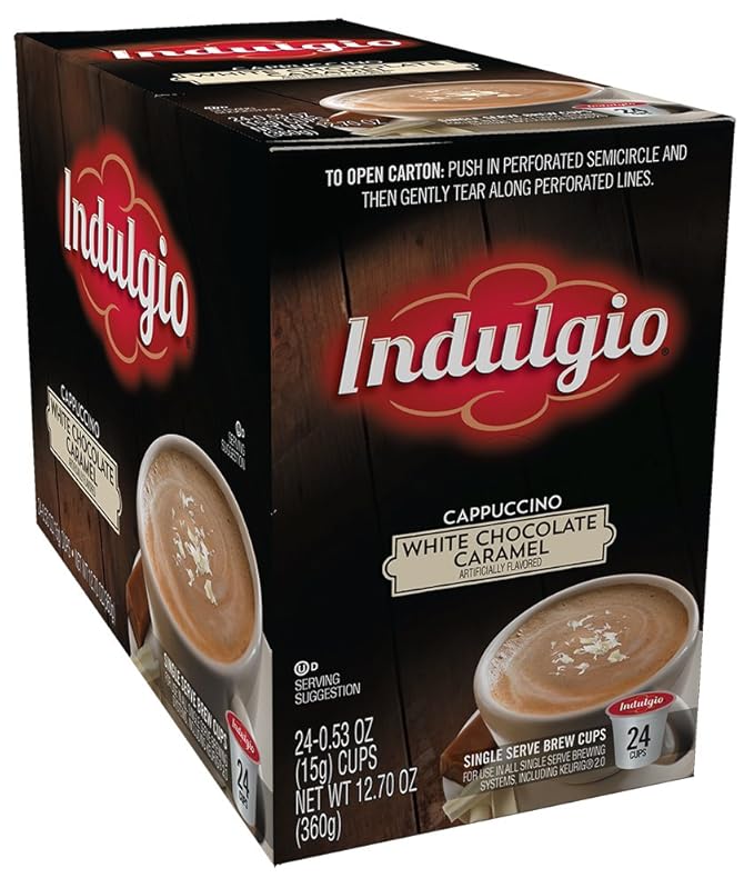 Indulgio Cappuccino for K-cup Brewers White Chocolate Caramel 24 Count