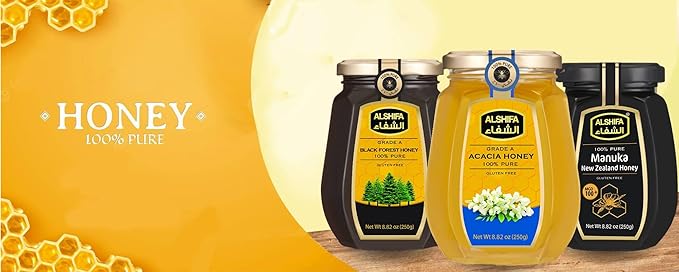 ALSHIFA Natural Honey 2.20lb (1kg) | Pack of 1 | Raw &amp Pure Honey Unpasteurized | 100% Pure Wildflower Honey | No Added Sugar | Glass Bottle