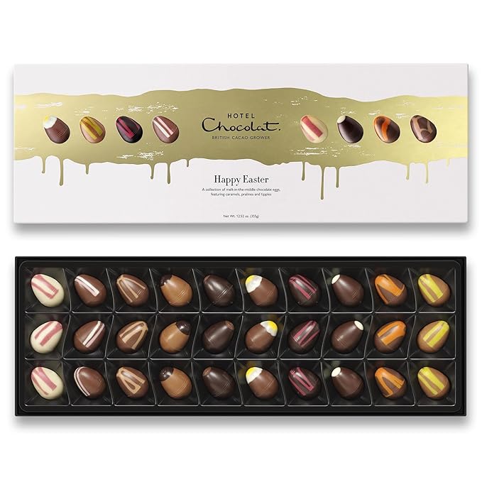 Easter Chocolate Gift Box - 30 Assorted Gourmet Milk Dark &amp White Chocolates Eggs – Luxury Easter Candy Gift – Hotel Chocolat Easter Sleekster