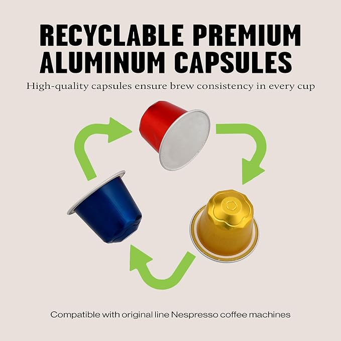 Daddy De Clieu Coffee Pods Discovery Pack Medium to Dark Roast Arabica and Robusta Compatible with Nespresso Original Line Machines Recyclable Aluminum Capsules 70 Count