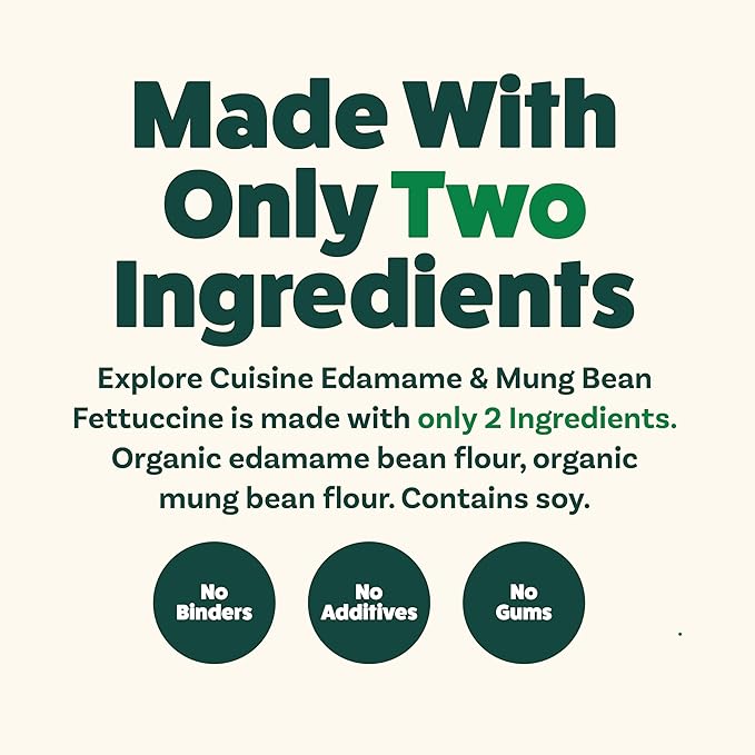Explore Cuisine Organic Edamame &amp Mung Bean Fettuccine -Easy-to-Make Pasta - High in Fiber and Plant-Based Protein - Non-GMO Gluten Free Vegan 8 oz (Pack of 6)