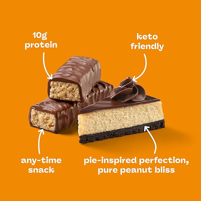 think! Delight Protein Bars Chocolate Peanut Butter Pie Low Sugar &amp Low Carb Gluten-Free Snack Keto Friendly Snacks 12 Count (Packaging May Vary)