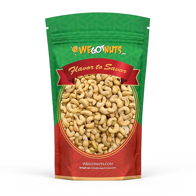 Raw Whole Unsalted Cashews – Premium Quality Kosher Raw Cashews By We Got Nuts – Oil-Free Natural Healthy &amp Diet-Friendly Snack – Gourmet Savory Flavor – Air-Tight Resealable Bag Package – 4 lbs