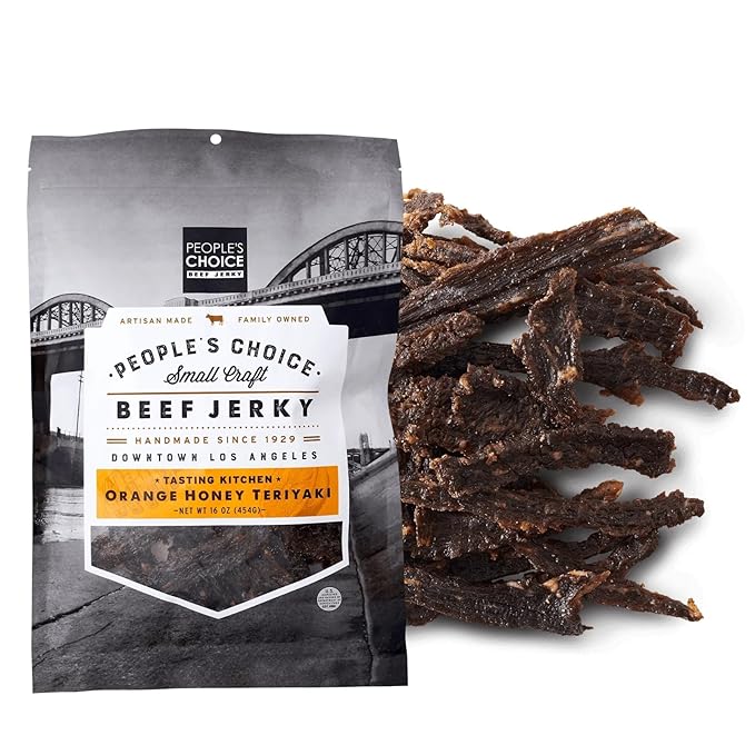 People’s Choice Beef Jerky – Tasting Kitchen – Orange Honey Teriyaki – Sweet &amp Savory – 8g Protein – Made in USA – 1 Pound (16 oz) Bag