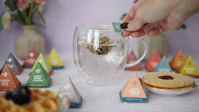Teabloom - World's Finest Pyramid Tea Collection 24 Varieties of USDA Certified Organic &amp Kosher Teas - Black Tea Green Tea White Tea Oolong Tea and Herbal/Fruit Tea Blends