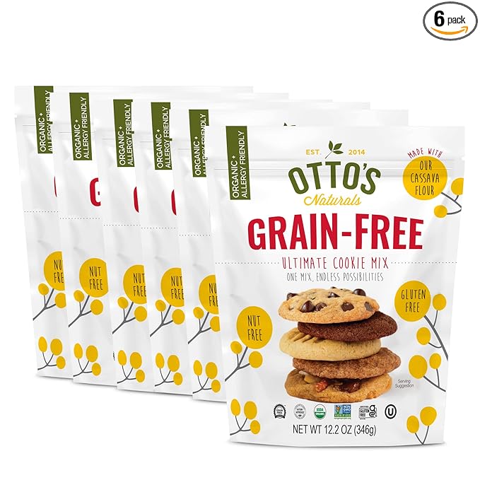 Otto's Naturals Grain-Free Ultimate Cookie Mix 12.2 Oz. 6 Pack Top 9 Allergen-Free Versatile for Classic Baked Treats Made with Organic Cassava Flour Gluten Free Non-GMO Vegan Plant-Based