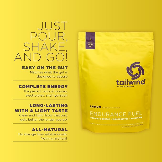 Tailwind Nutrition Endurance Fuel Carbohydrate &amp Electrolyte Sports Drink Mix Powder Gluten-Free Vegan Lemon 30 Servings
