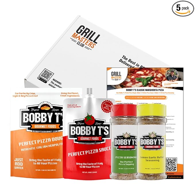 Grill Master BBQ Pizza Set | The Ultimate Backyard BBQ Pizza Bundle feat. Bobby T's Gourmet Foods | Essential for Cooking Grilling and Smoking | Perfect Grill Gift for Men &amp Women